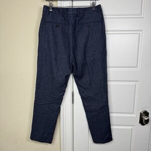 Bonobos Linen Blend Dress Pants Men's 32/34 (34/28.5) Navy Plaid Slim Profilo